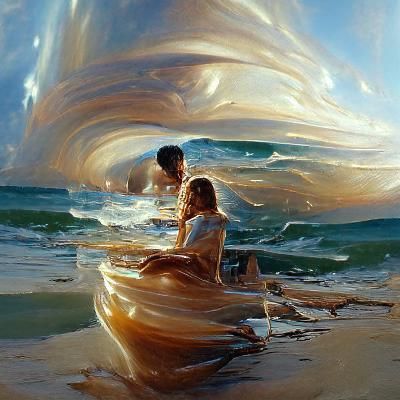 Calming Beach Waves: An Oil Painting