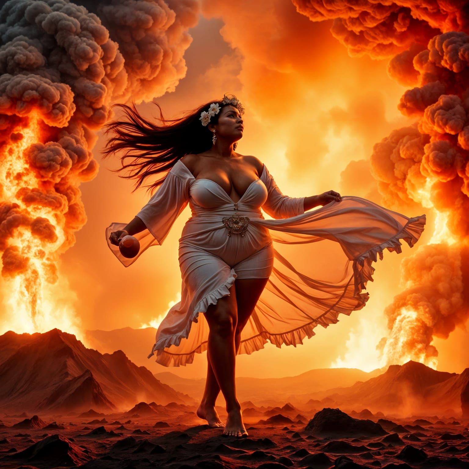 Ethereal Volcano Goddess in Hyper Realistic Portrait