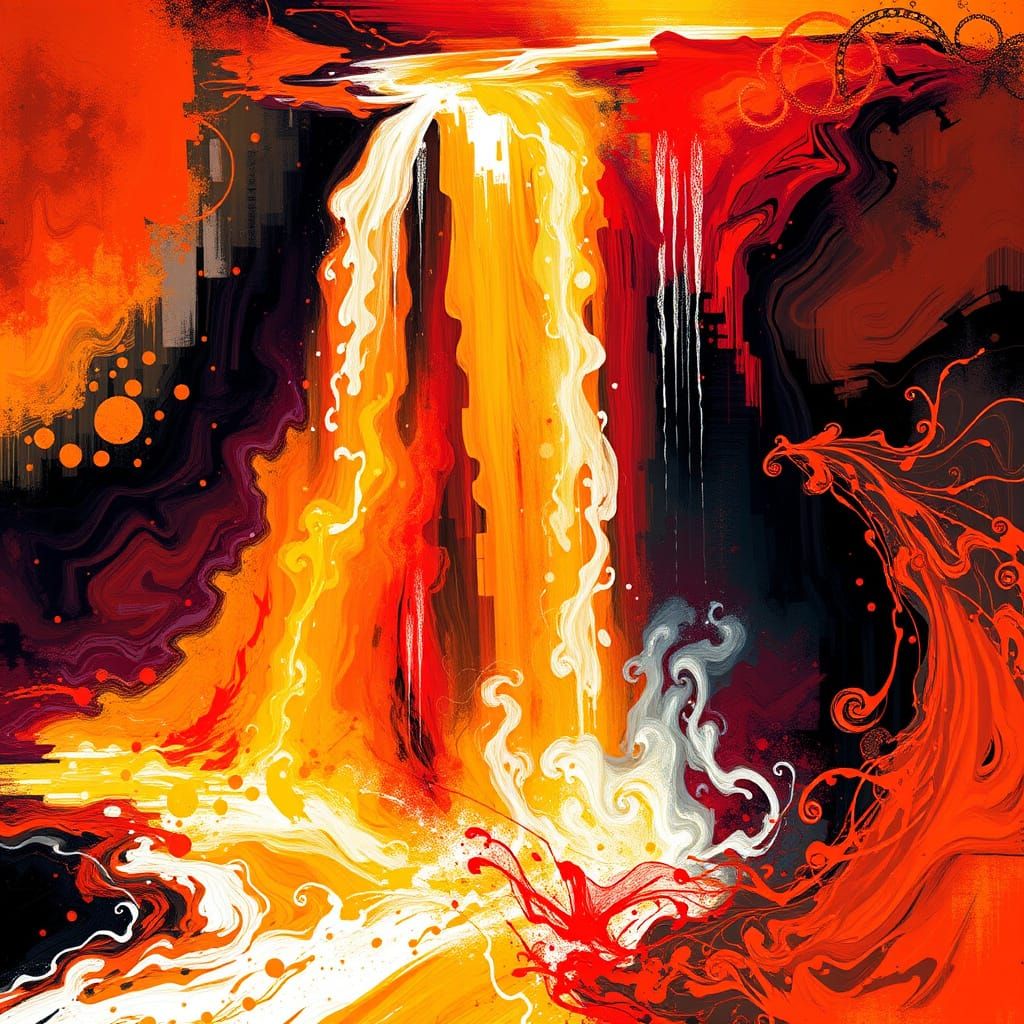 Abstract Autumn Waterfall With Vibrant Fall Hues