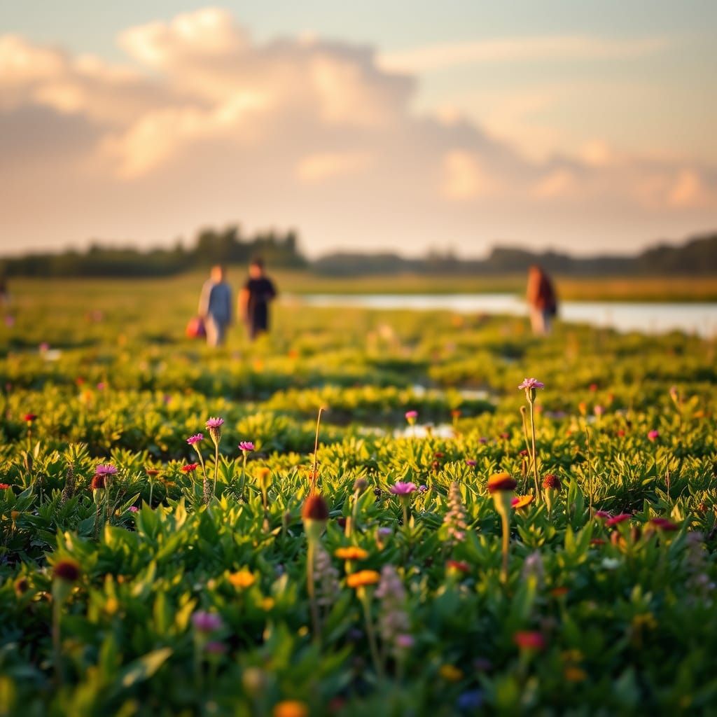 Serene Wetlands Teeming with Vibrant Wildflowers