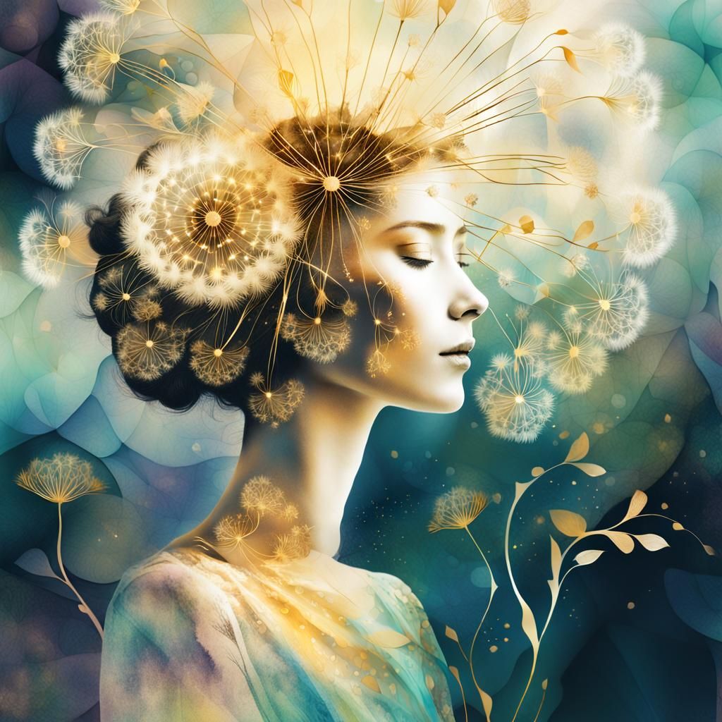 Dandelion Woman: A Surrealist Double Exposure Portrait