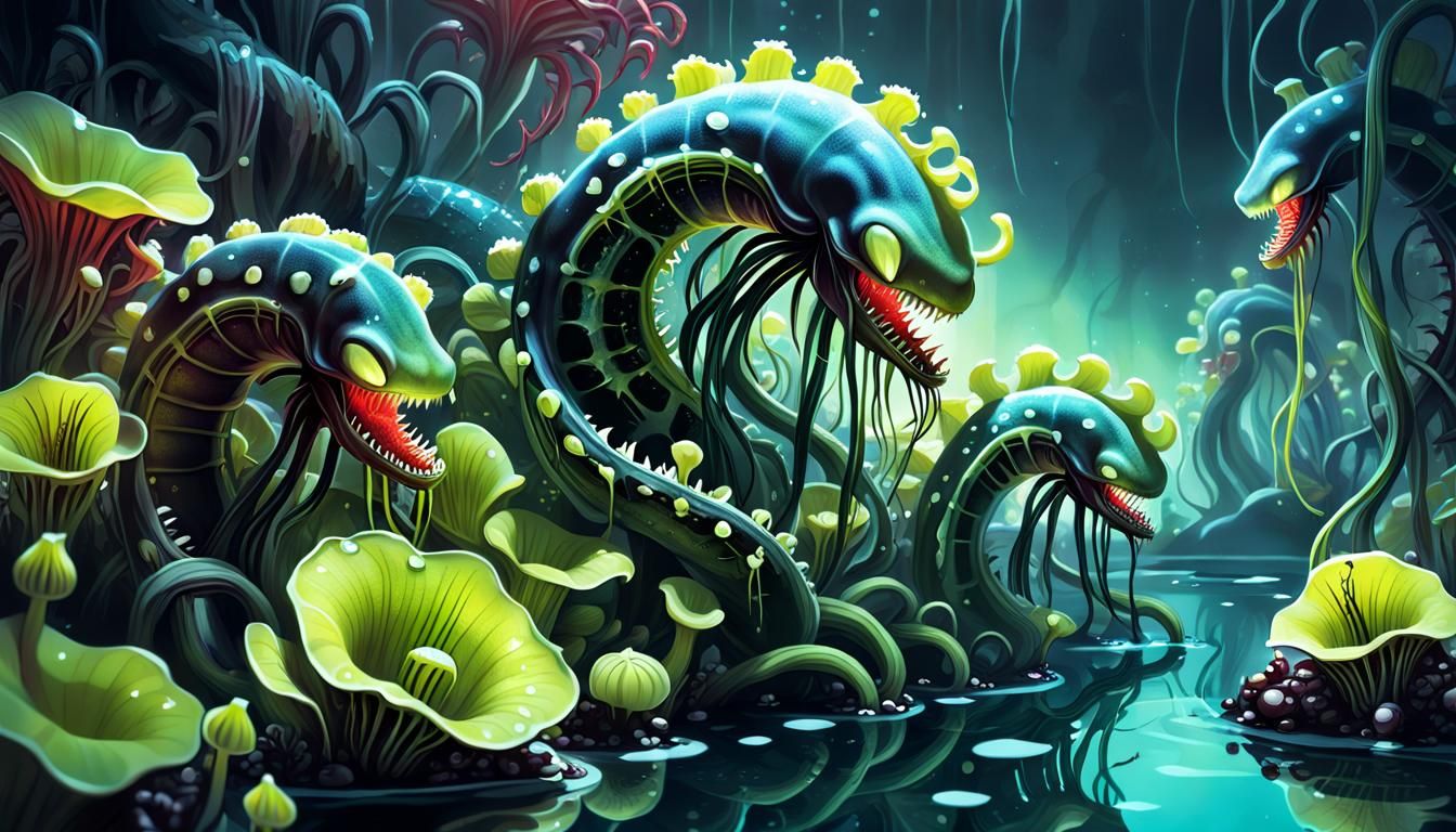 Terrifying Carnivorous Plants with Bioluminescent Details