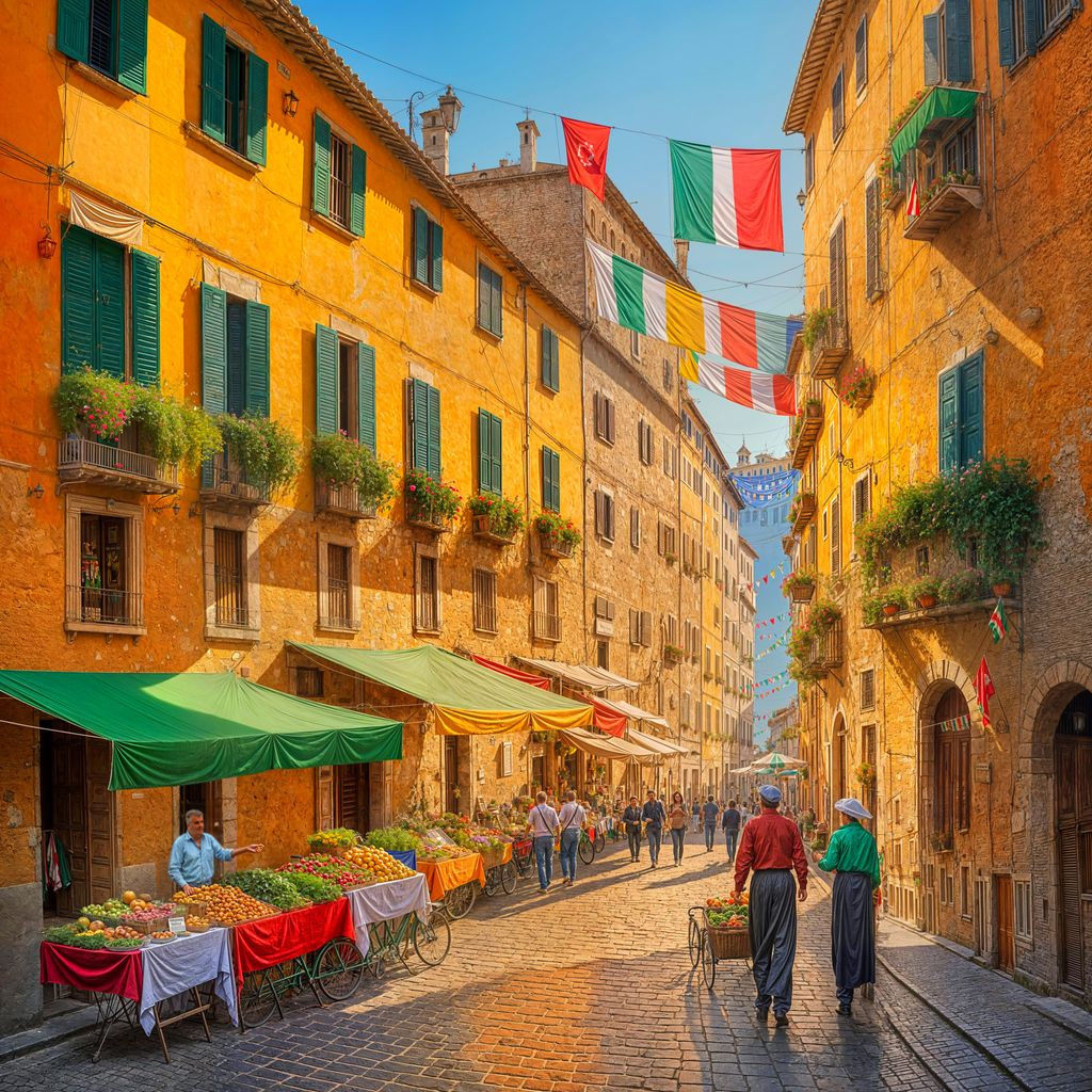 Italian Morning in Vibrant Oil Painting Style