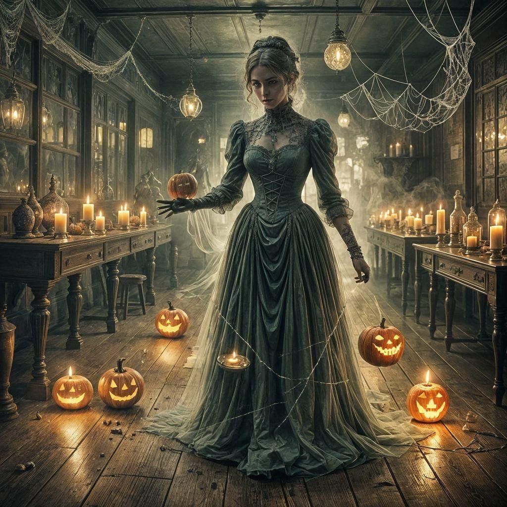 Victorian Ghost Bowls with Jack O'Lanterns