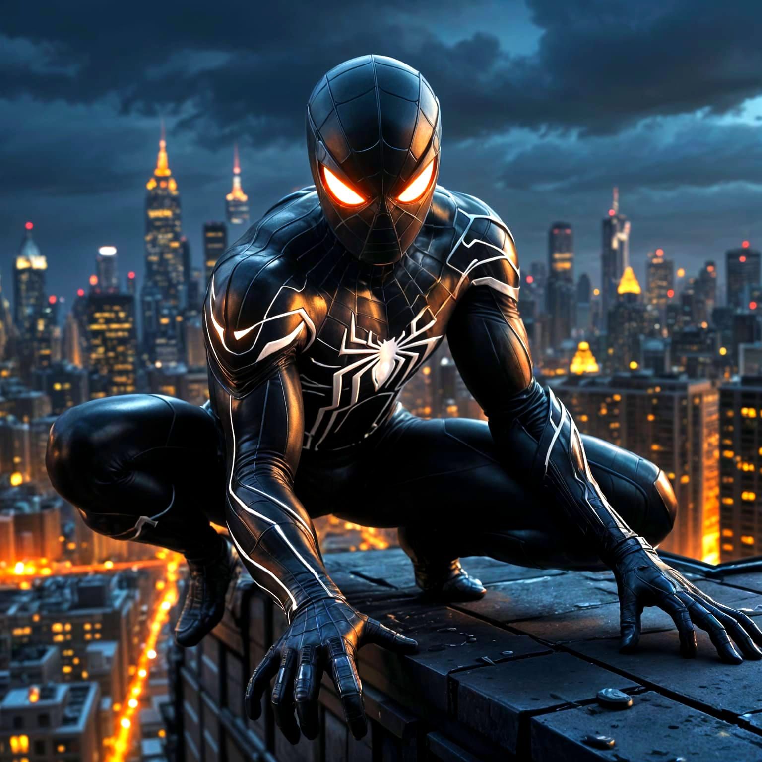 Hyperrealistic Spiderman with Glowing White Webbing