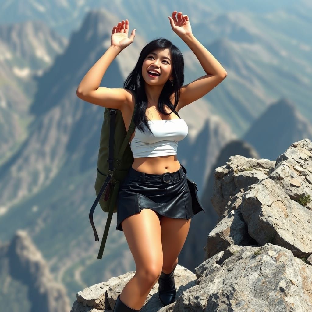 Tifa Lockhart Climbs Mountain in Fierce Attire