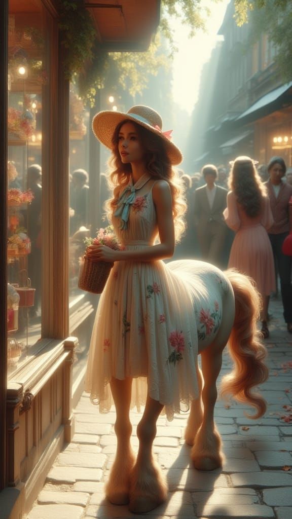 Surrealist Centaur Blends in with Department Store Crowd