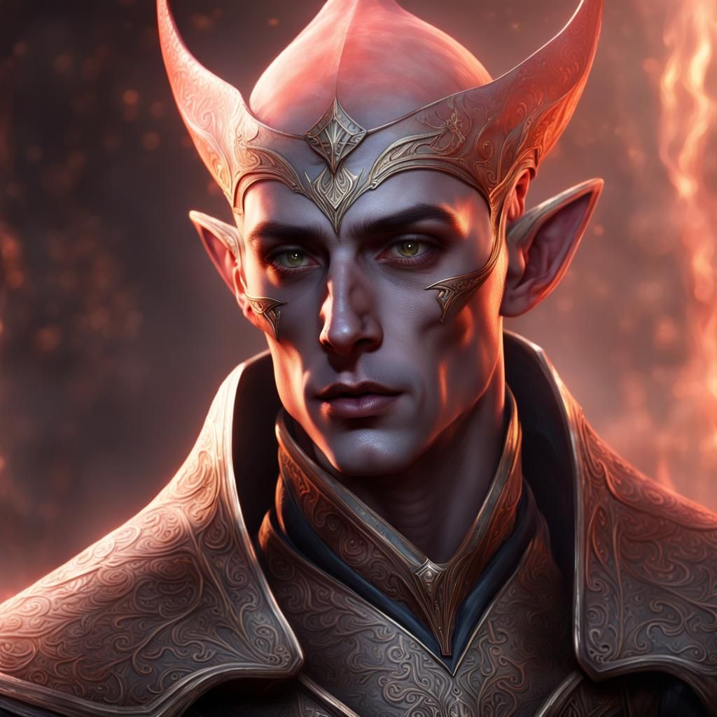 Elegant High Elf Archivist in Organic Armor