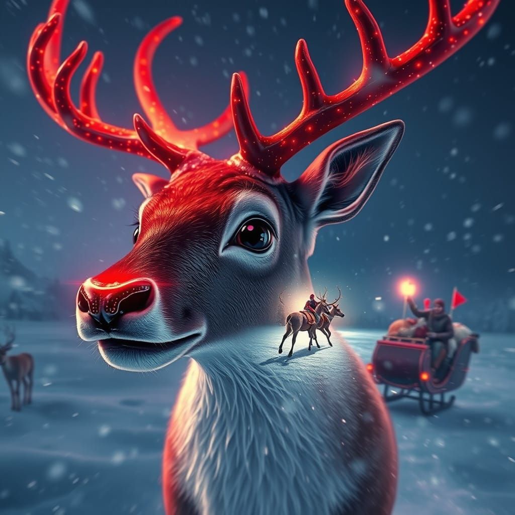 Rudolph Leads a Snowy Sleigh Through a Fantastical Blizzard