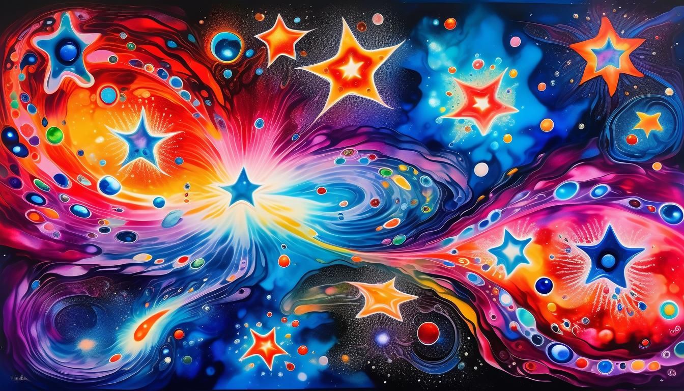 Cosmic Plasma Stars in Surreal Fauvist Expressionism