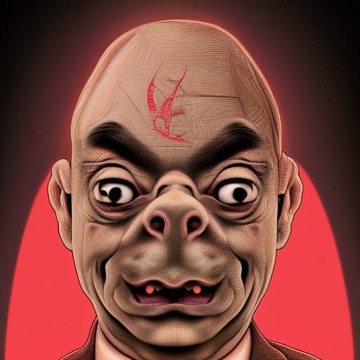 Apocalyptic Mr. Bean Piglet Hybrid Digital Art