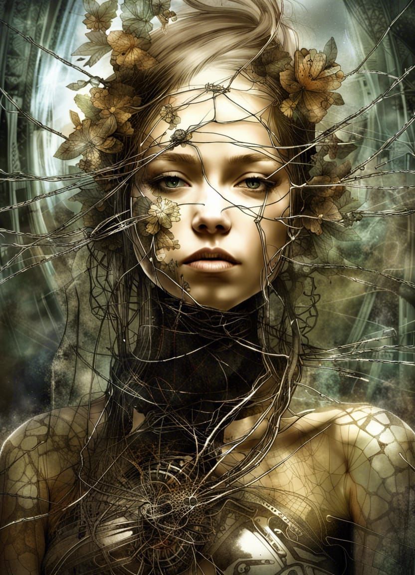 Cyborg Princess Portrait in Steampunk Fantasy Style