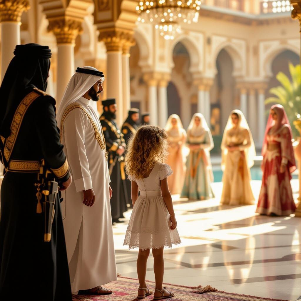 Girl in Palace with Sheikh and Dancers in Rococo Style