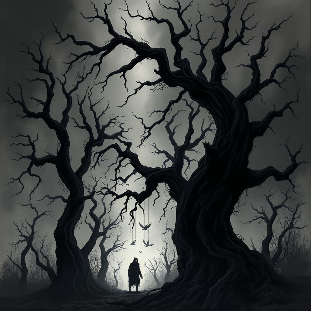 Dark Gothic Horror Scene in Muted Colors