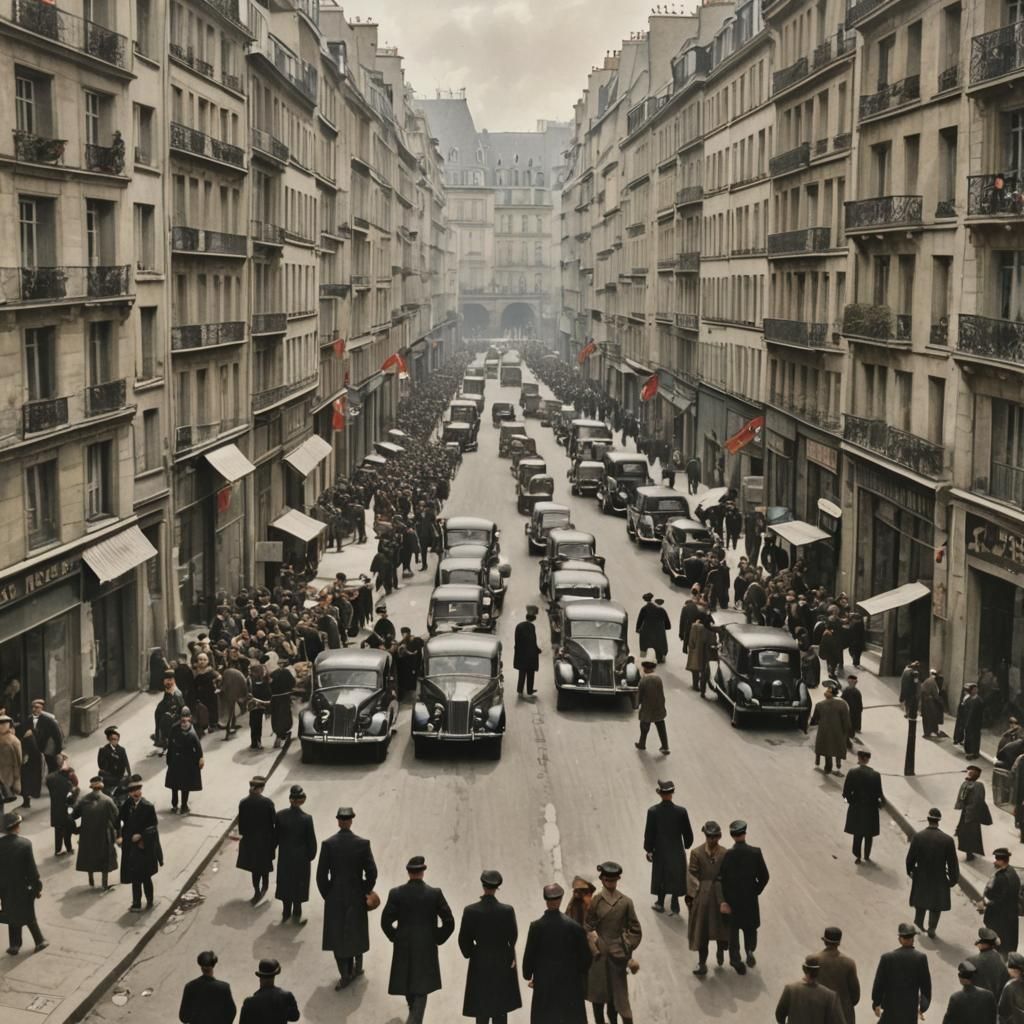 Paris Street Under German Occupation, 1940