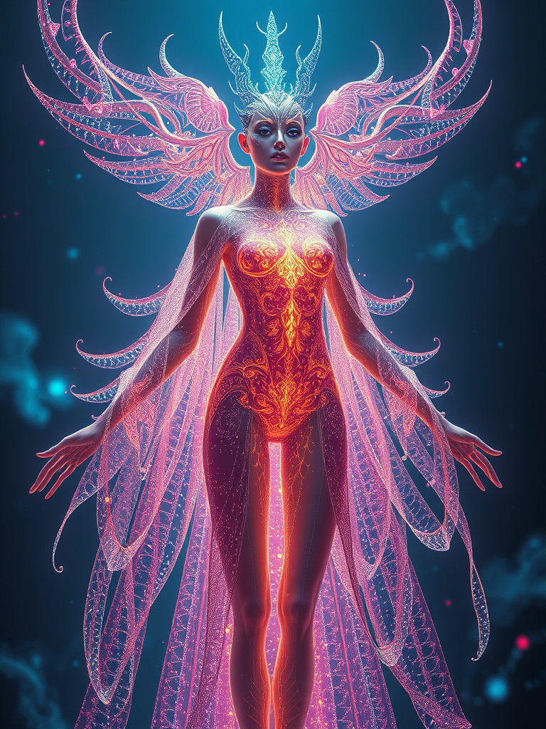 Ethereal Alien Being in Laser Light Robes