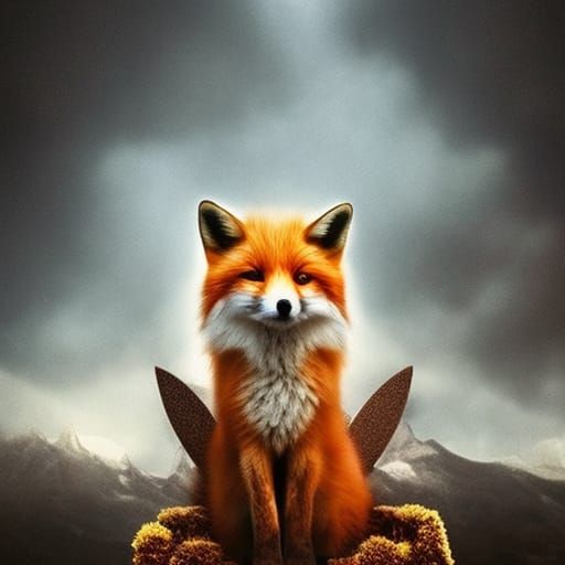 Crowned Fox on Throne: Digital Matte Painting
