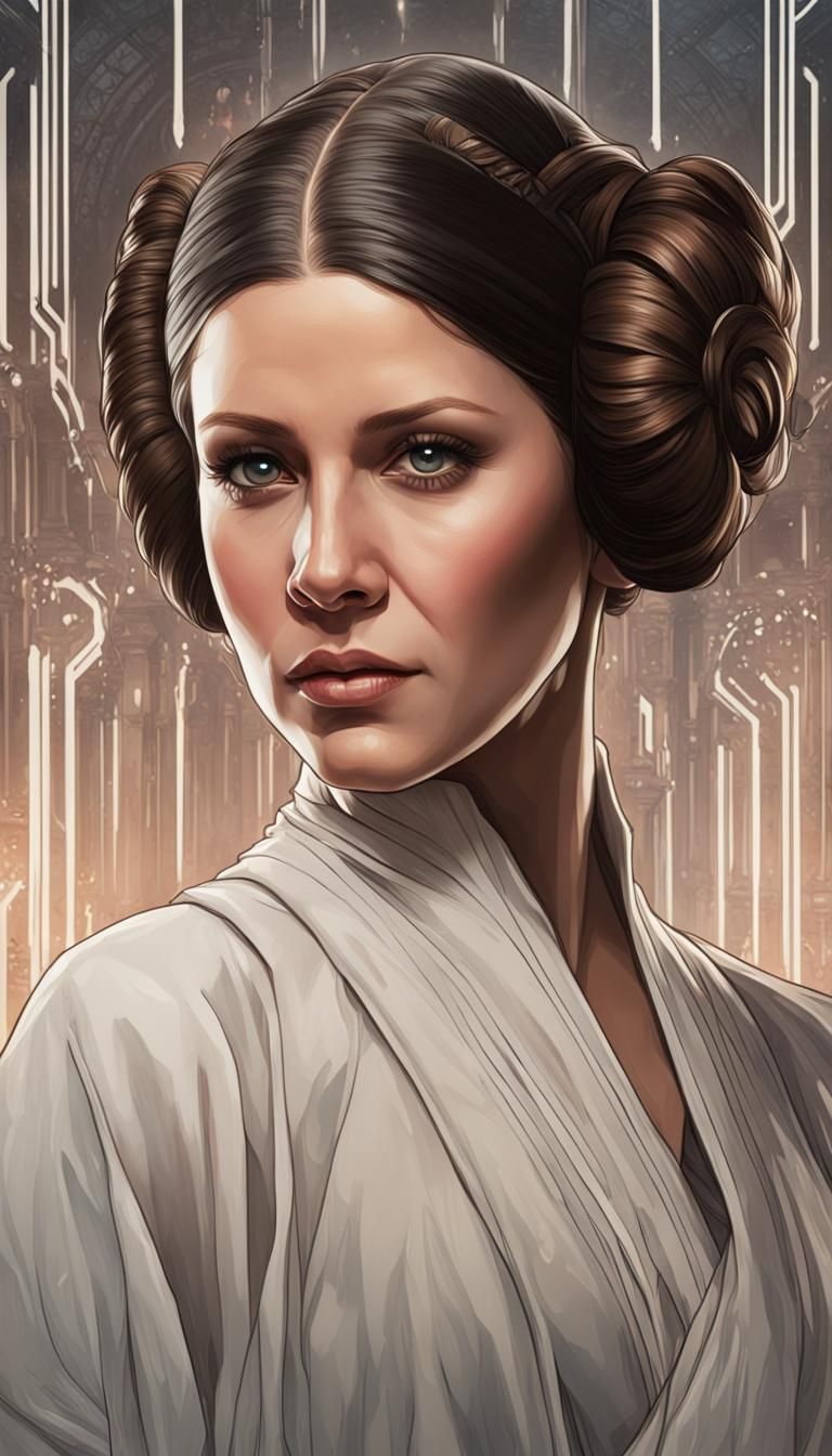 Princess Leia as Jedi Knight in Art Nouveau Style