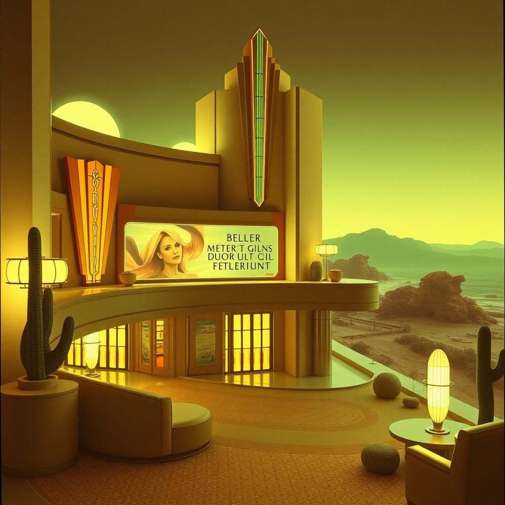 Art Deco Biometric Hotel in Desert Landscape