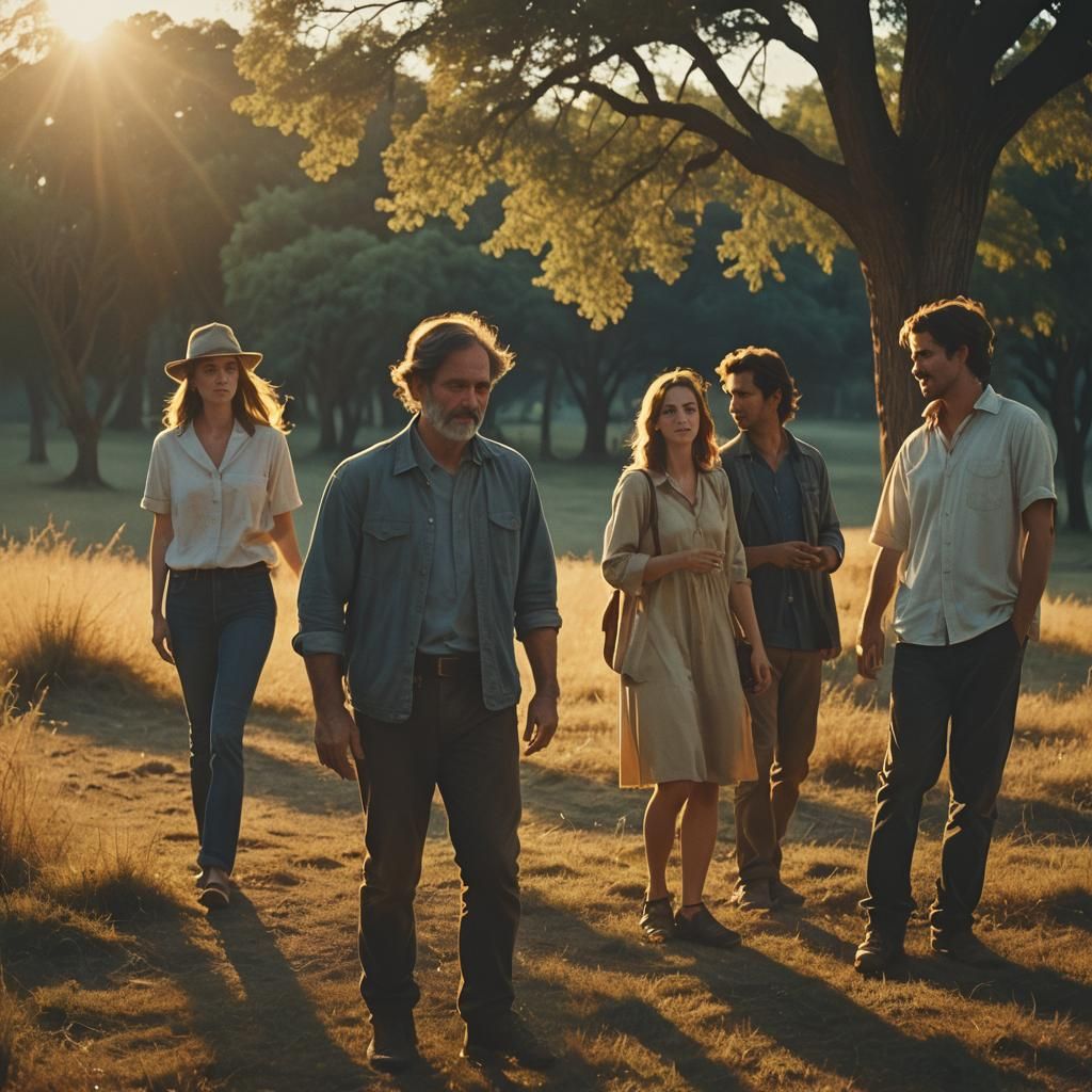 Friends Leaving Club at Dawn in Cinematic Style