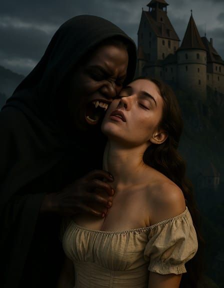 Gothic Vampire's Embrace in Transylvania