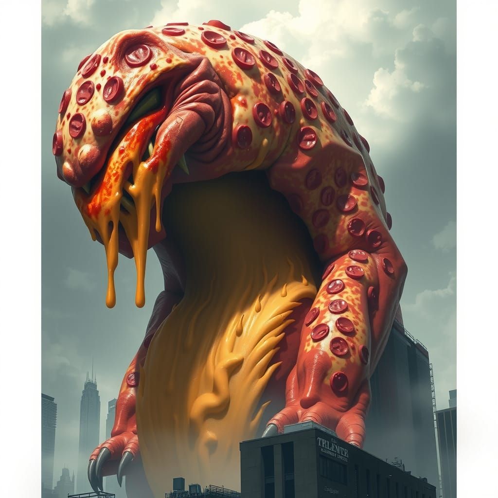 Monstrous Pizza Monster Attacks City