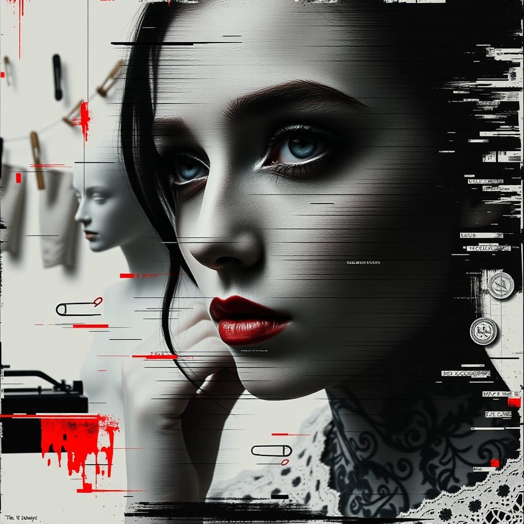 Punk Collage with Glitches and Vintage Elements