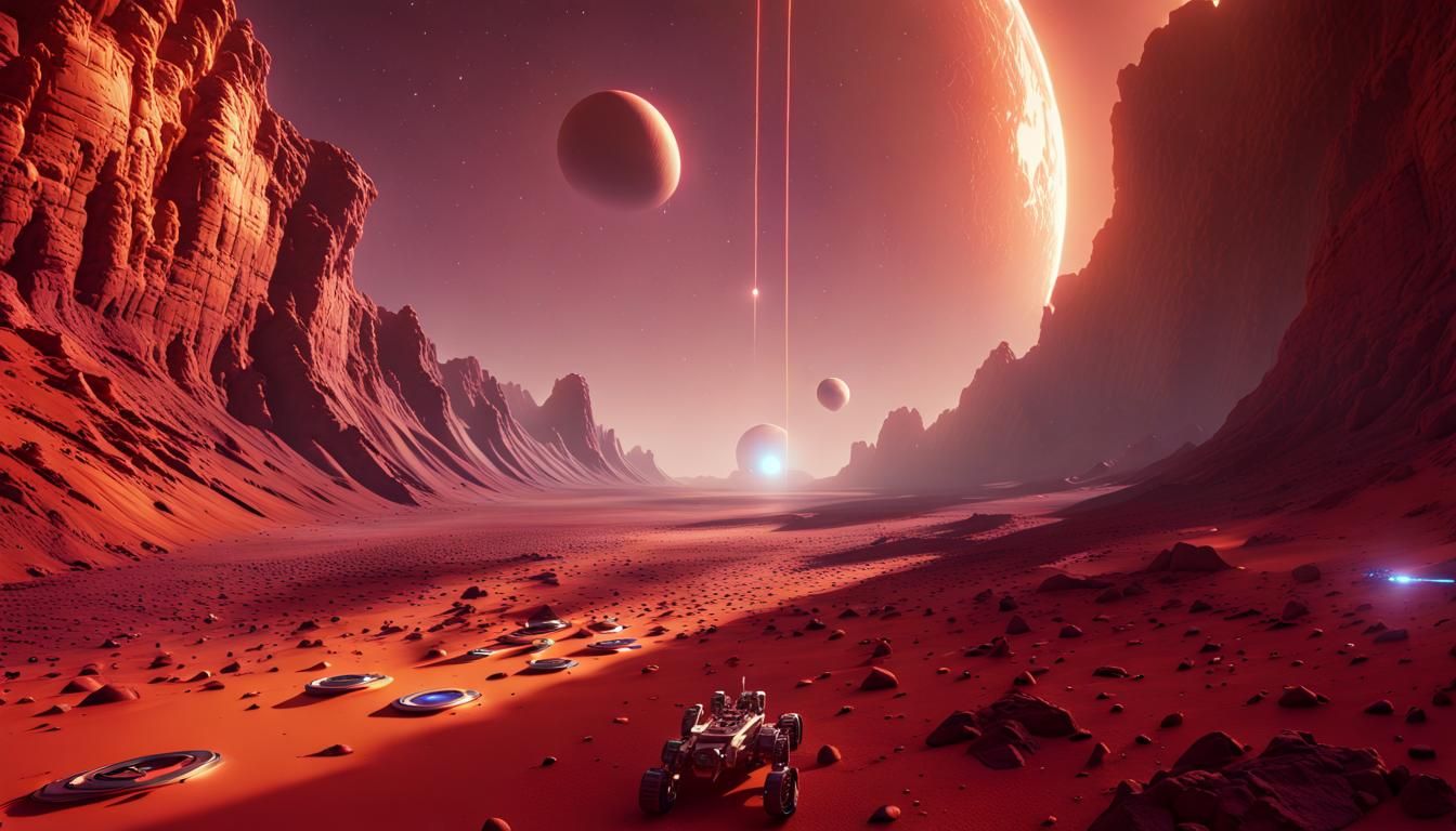 Detailed Vivid Mars in Futuristic Style