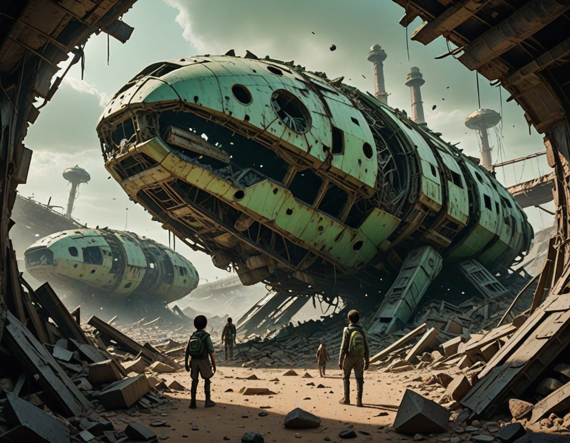 Alien Starship Wreckage Becomes Desert Settlement