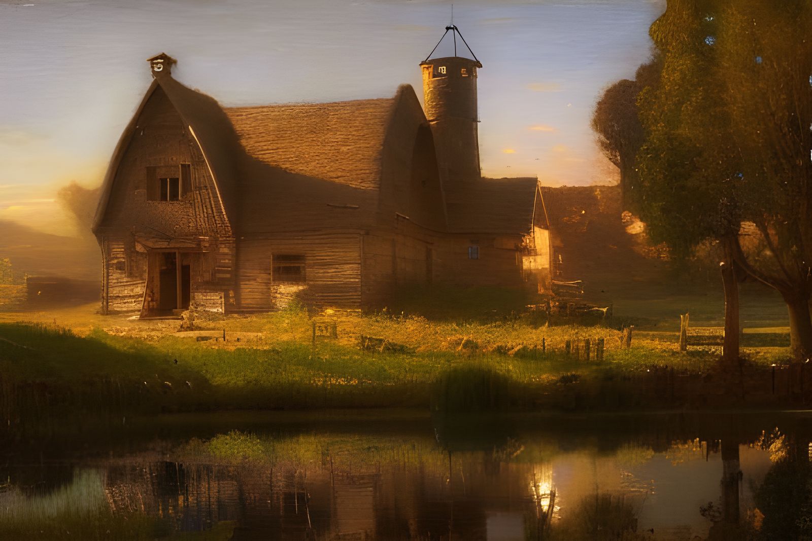 Golden Hour Farmhouse Mill in Romantic Style