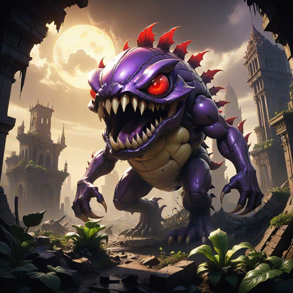 Apocalyptic Piranha Plant Eater of Worlds in Cyberpunk Style