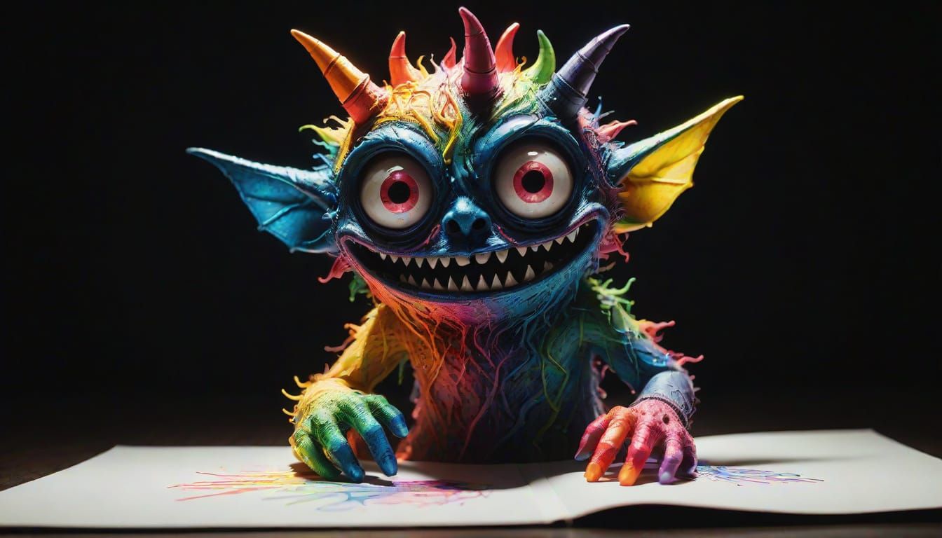 Surreal Crayon Masterpiece with Vibrant Colors and Sharp Det...