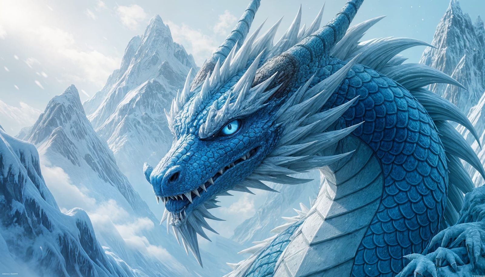 Icy Dragon Head in Hyperrealistic Splash Art Style
