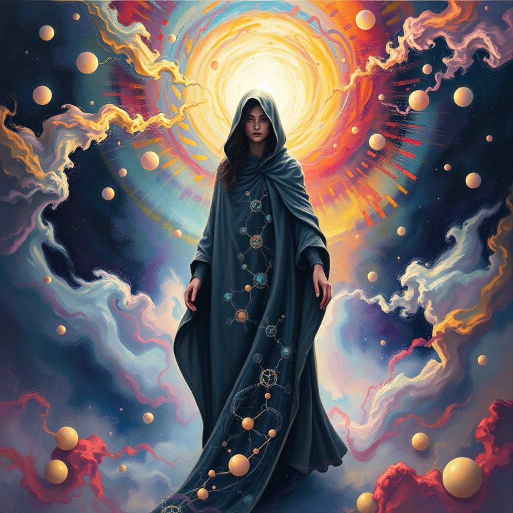 Enigmatic Chemical Sorceress in Swirling Vortex