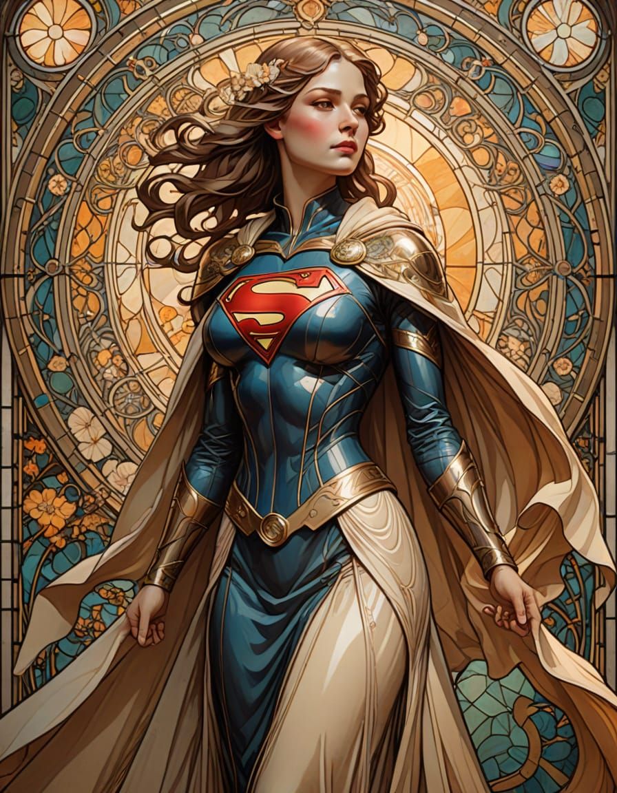 Supergirl in Elegant Art Nouveau Style