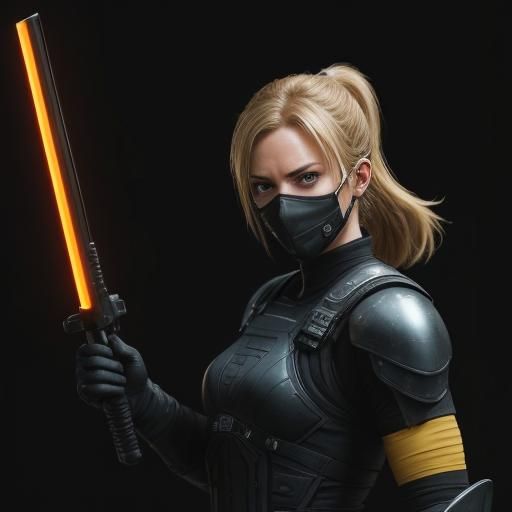 Cyberpunk Blond Warrior with Katana