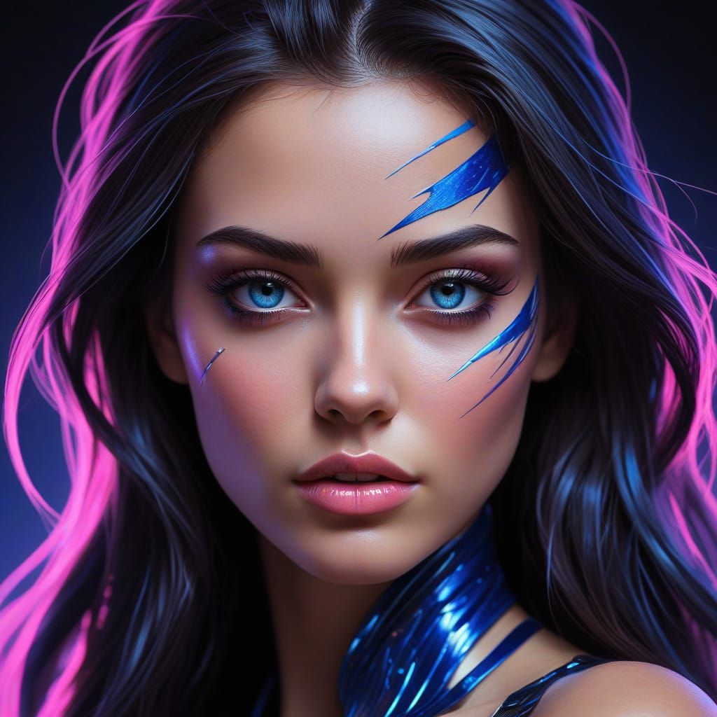 Electric Blue Goddess in Tribal Face Paint