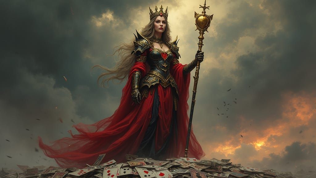 Regal Queen of Hearts Warrior in Epic Fantasy