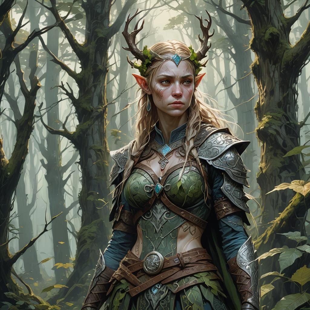 Lost Viking Elf in Forest: Digital Art