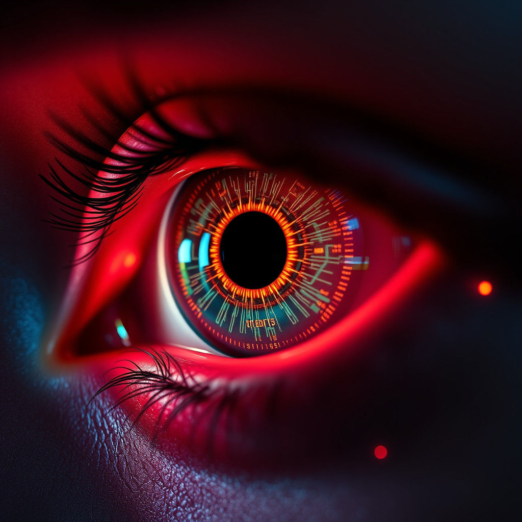 Intricate AI Eye Close-up in Biomechanical Style
