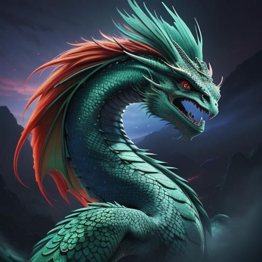 Dragon Woman with Peacock Lashes: Cinematic Digital Art