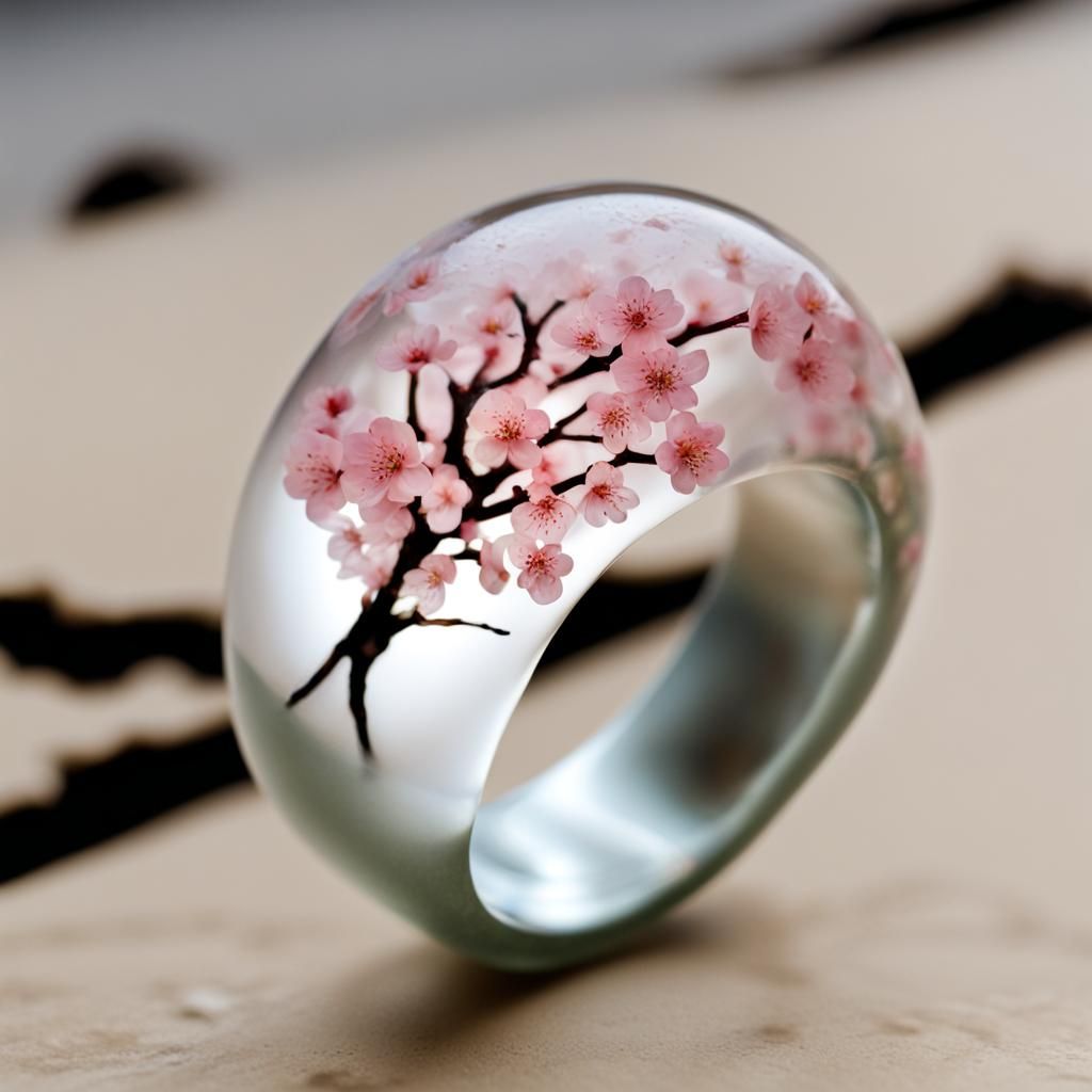 Cherry Blossom Tree in Clear Ring