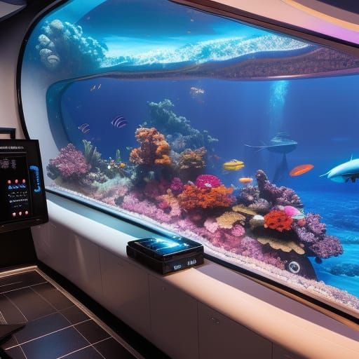 Cyberpunk Submarine Exploring Ocean Depths