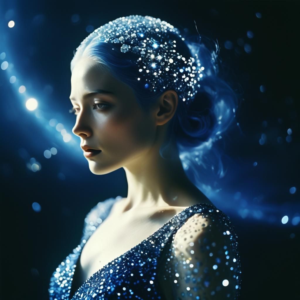 Ethereal Space Woman in Diamond Gown