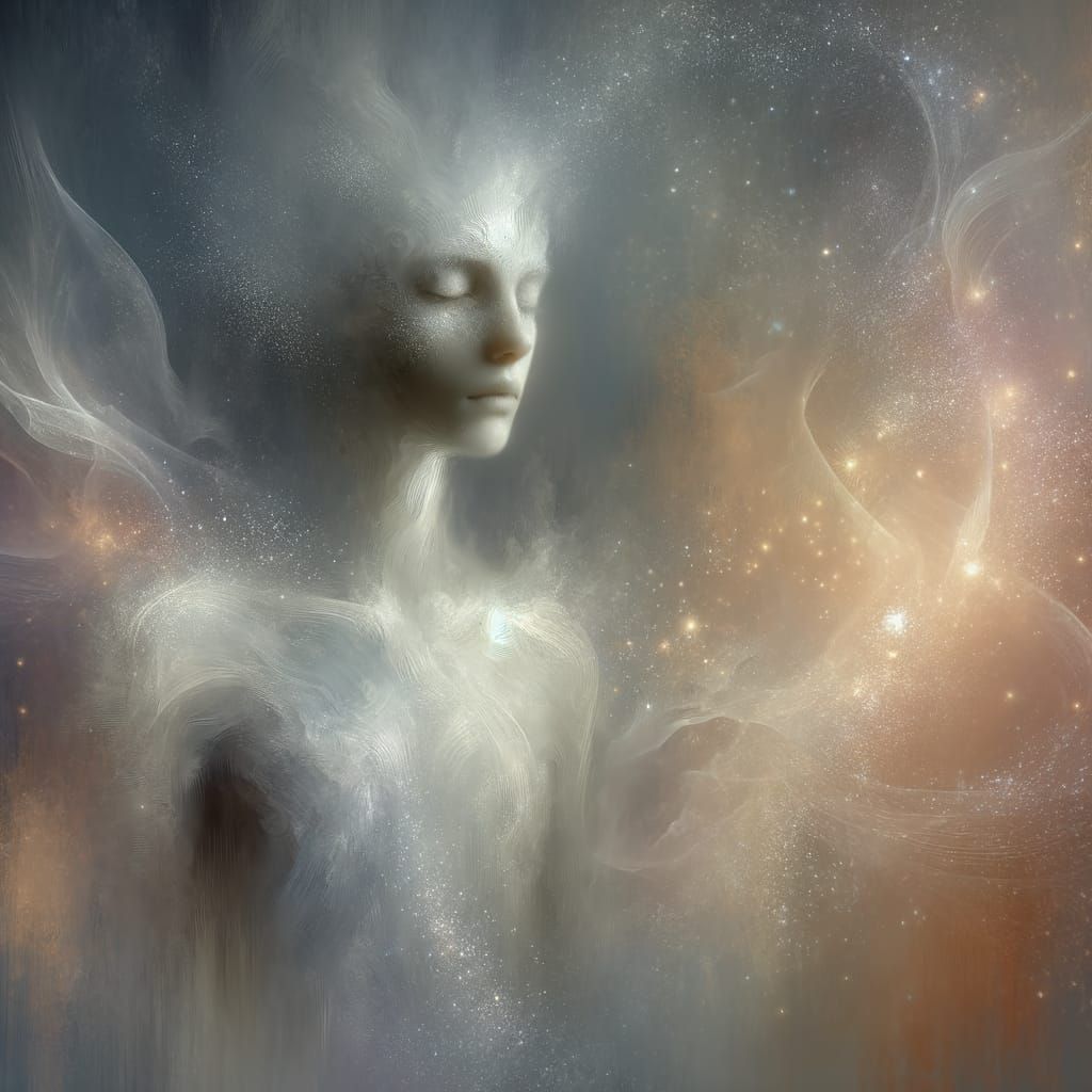 Ethereal Being in Dreamlike Landscape