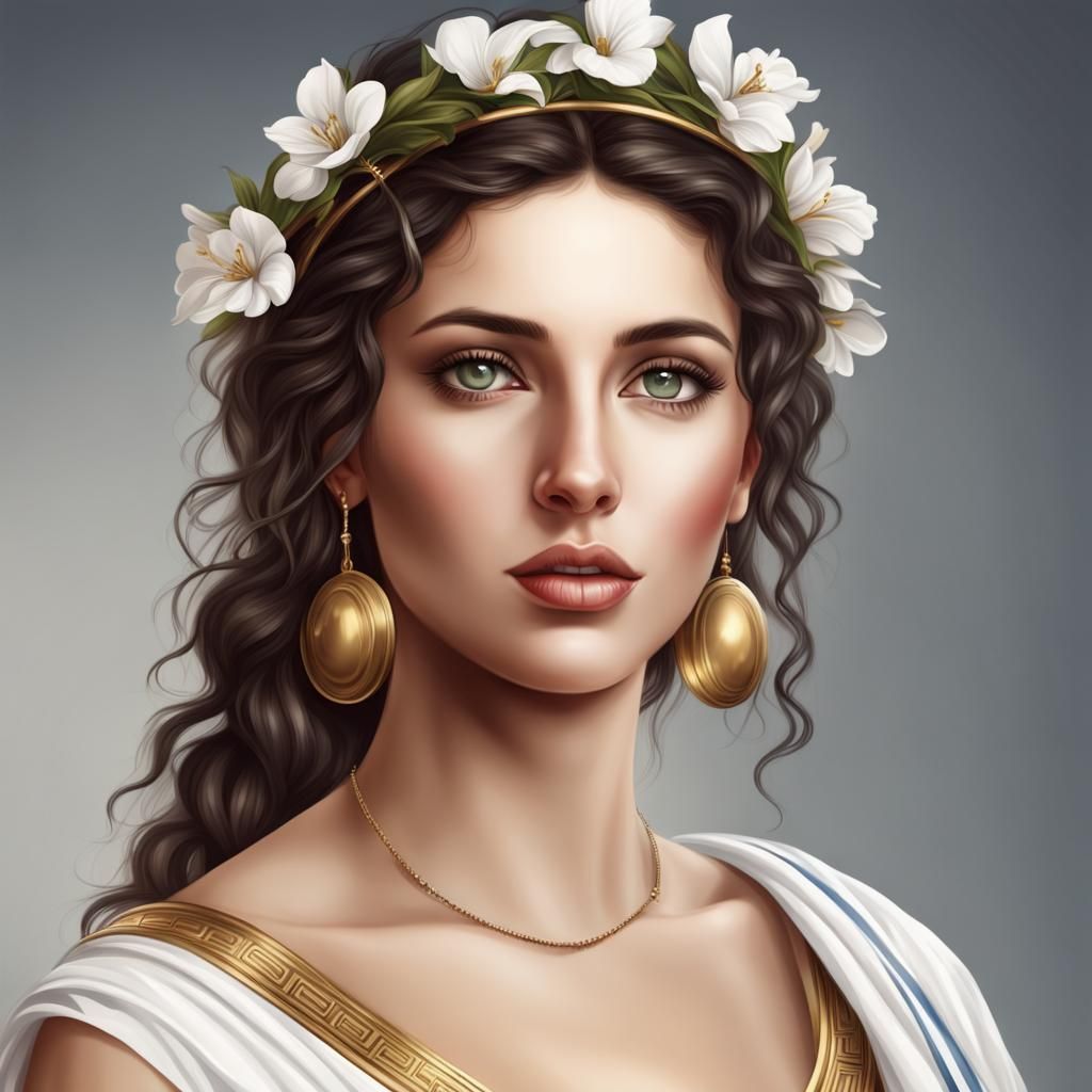 Realistic Portrait of a Beautiful Greek Woman