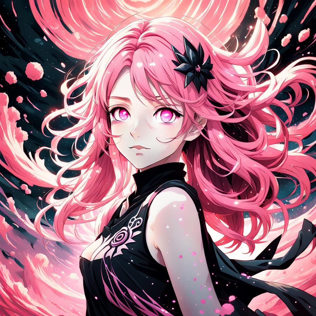 Pink-Haired Anime Girl in Manga-Inspired Art