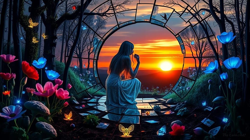 Ethereal Goddess in Labyrinthine Dreamscape