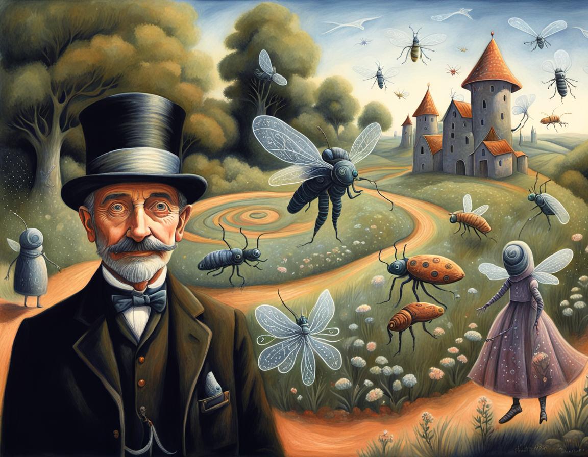 Anthropomorphic Insects Draw Geoglyphs and Portals