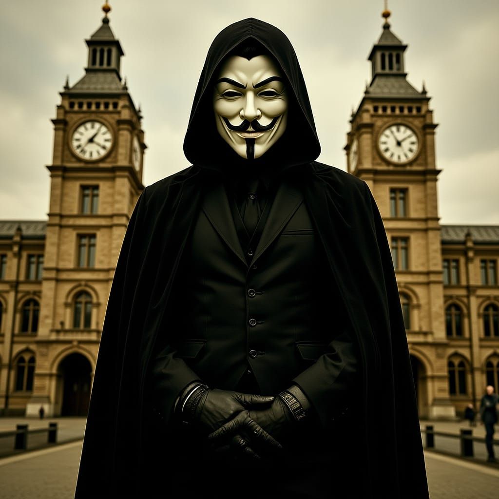 V for Vendetta: Retro Cinematic Defiance